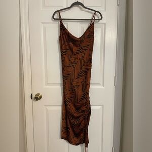 Miss Lola zebra print cowl neck long dress